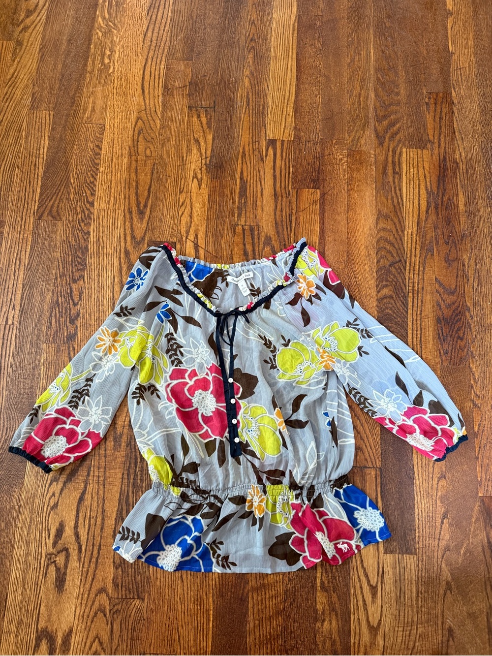 Abercrombie & Fitch Off-Shoulder Floral Peasant Top in Multicolor